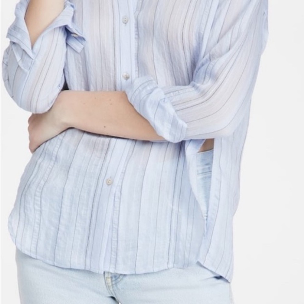 Vince Blue and White Button Down Shirt Relaxed Fit